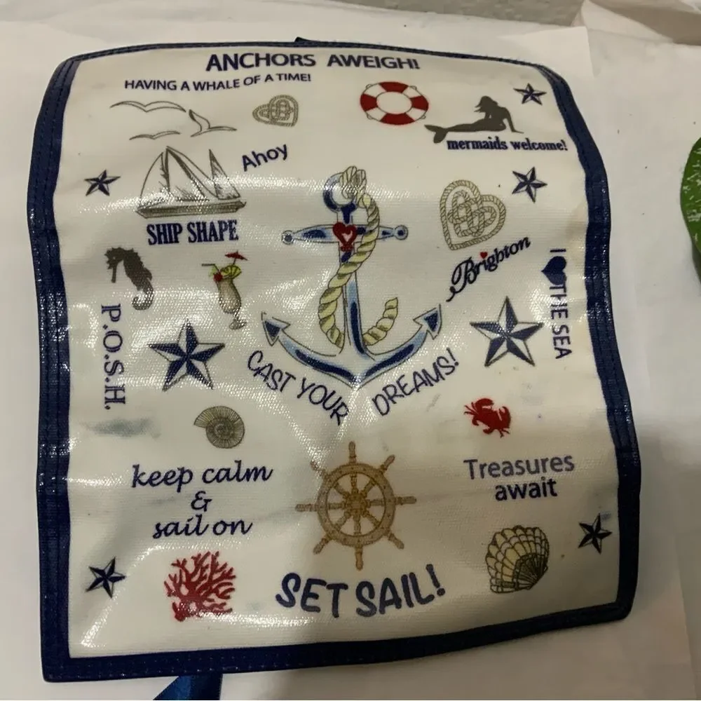 Brighton Jewelry Roll Anchors Aweigh Seaside Chic Velvet White Blue Trav…